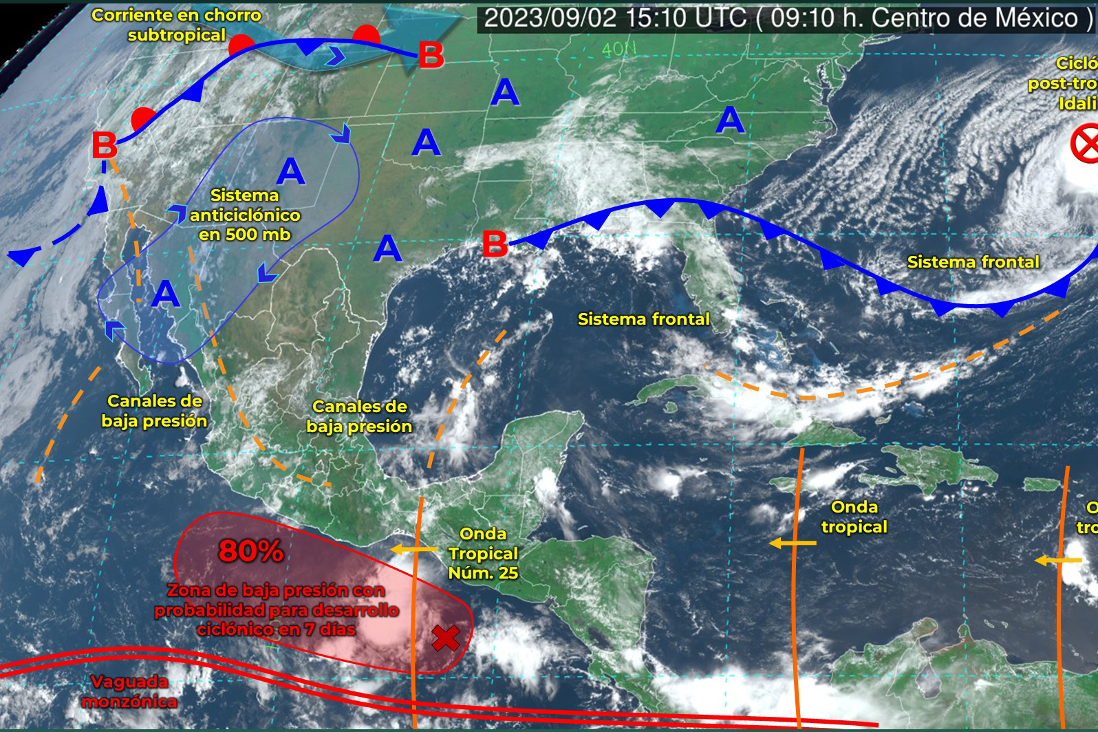 Onda tropical 25 traerá lluvias y temperaturas elevadas a todo el país