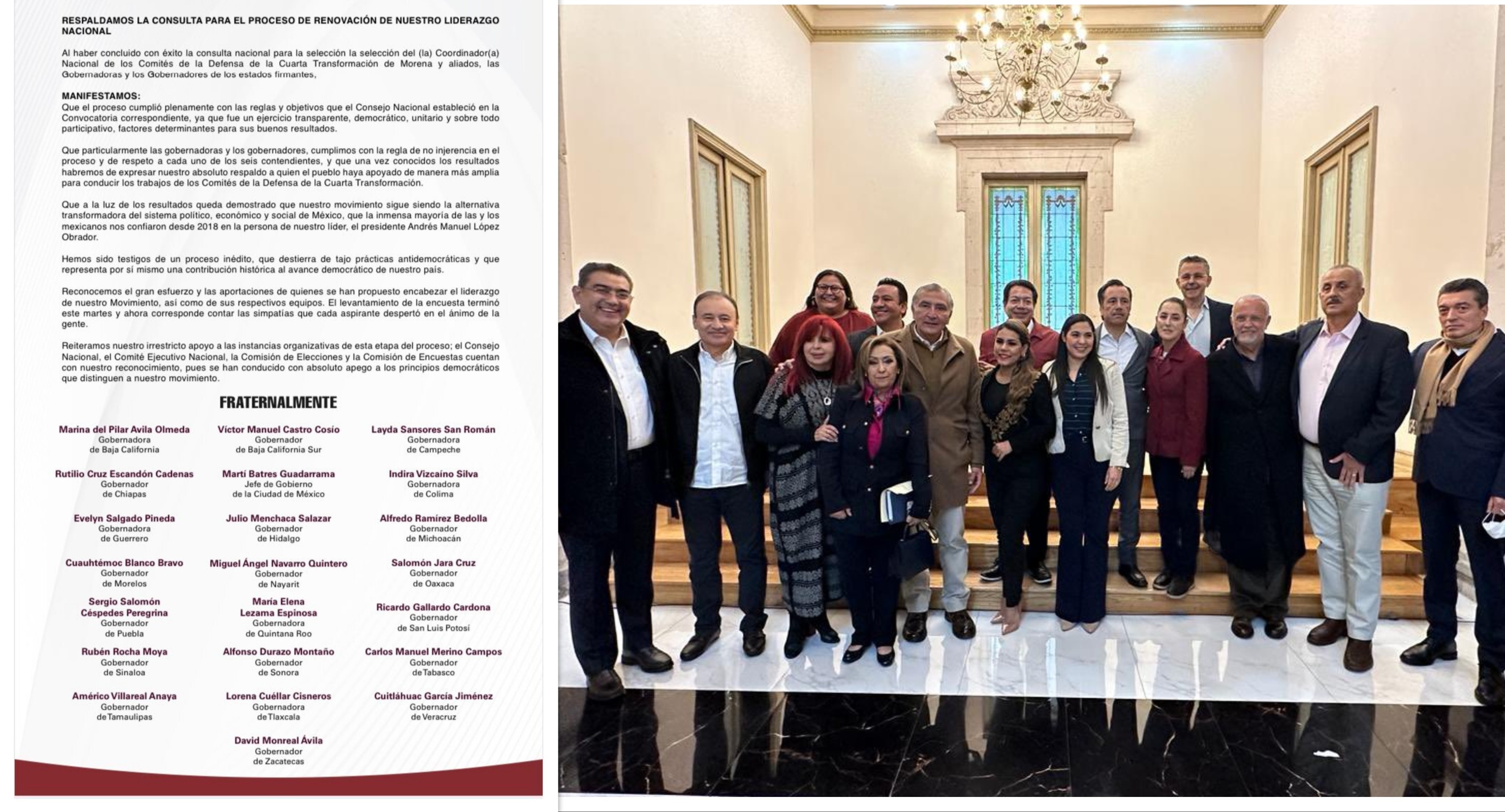 Respaldan gobernadores de la 4T proceso de la consulta interna