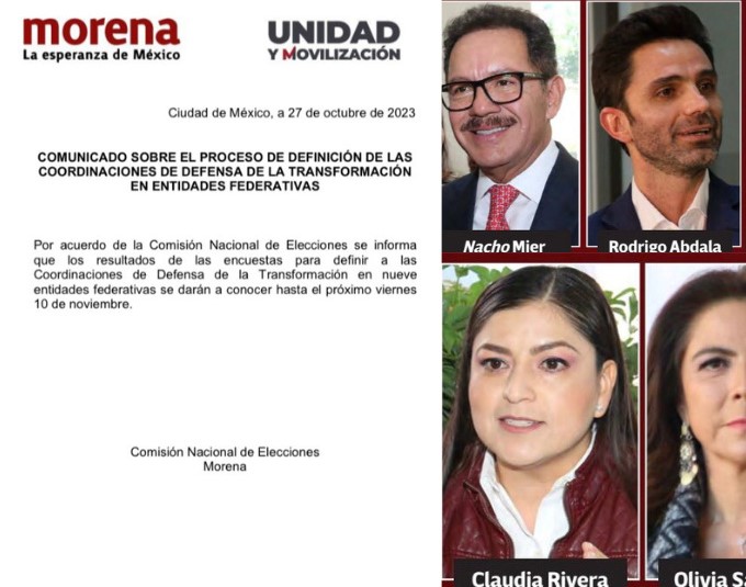 Aplaza Morena al 10 de noviembre anuncio de sus aspirantes a 9 gubernaturas