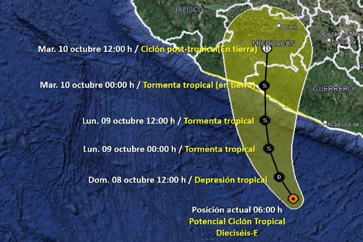 Ciclón 16 E y Tormenta Tropical Lidia dejarán lluvias en 17 estados