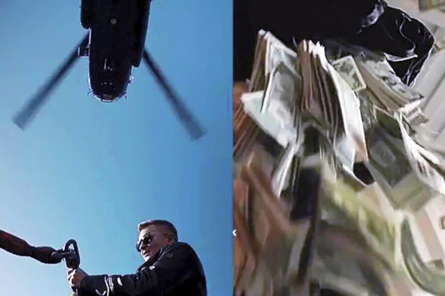 ¡Lluvia de dinero! Influencer lanza un millón de dólares desde un helicóptero