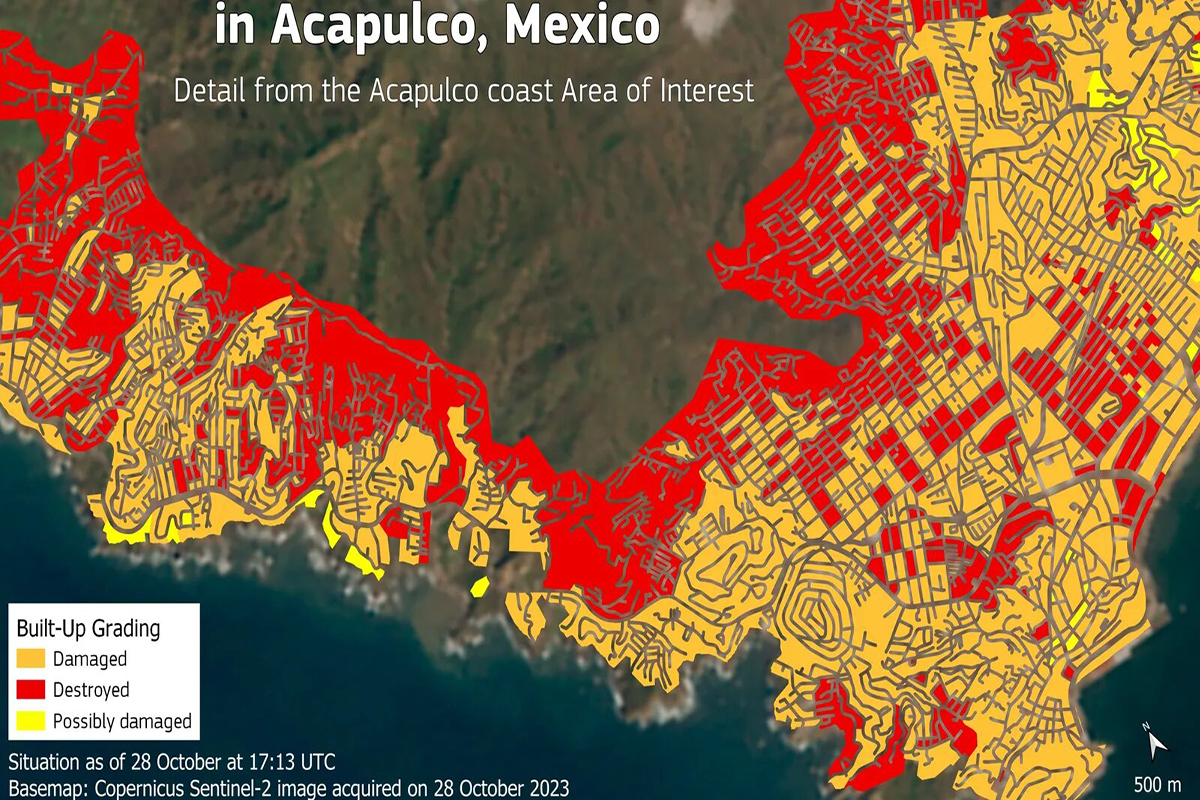 Imágenes satelitales de Copérnico muestran destrucción de ‘Otis’ en Acapulco