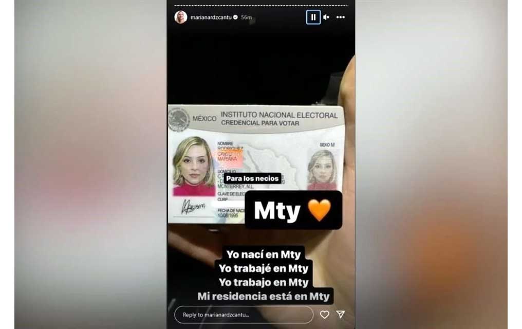 Mariana Rodríguez demuestra con INE en mano ser residente de Monterrey