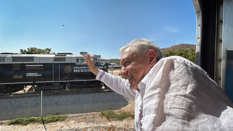 El vagón VIP donde viajó AMLO en inauguración de Tren Interoceánico