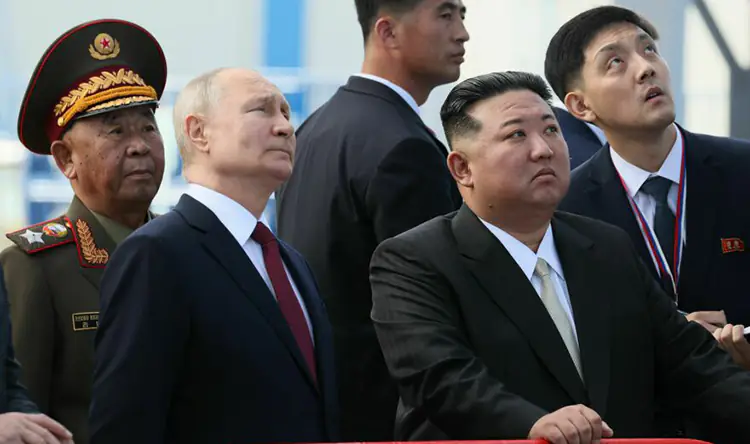 El presidente de Rusia, Vladimir Putin, y el líder dictador de Corea del Norte, Kim Jung-un.