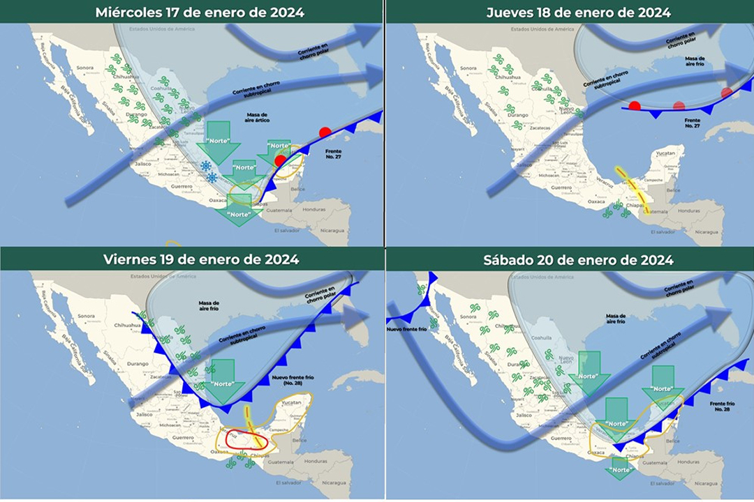 Masa de aire ártico trae ambiente de frío a muy frío en gran parte del país