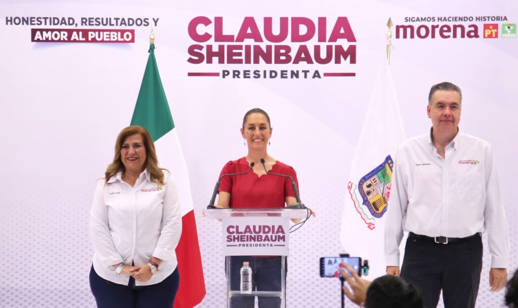 Claudia Sheinbaum reitera atención a las causas, consolidación de la Guardia Nacional, coordinación y cero impunidad como la estrategia de seguridad en Nuevo León y en todo el país.