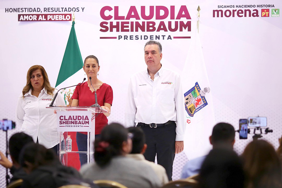 Claudia Sheinbaum reitera atención a las causas, consolidación de la Guardia Nacional, coordinación y cero impunidad como la estrategia de seguridad en Nuevo León y en todo el país.