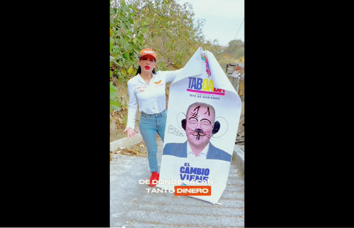 Sandra Cuevas quita ‘basura electoral’ de Santiago Taboada