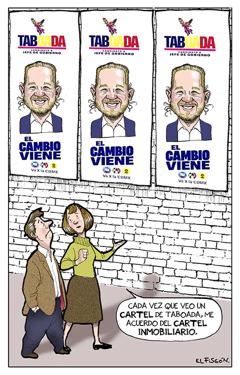 La corrupción inmobiliaria de la Ciudad de México también ha sido criticada en un cartón del monero El Fisgón