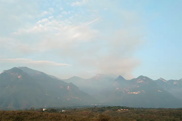 Reportan incendio forestal en sierra de Santiago, en NL