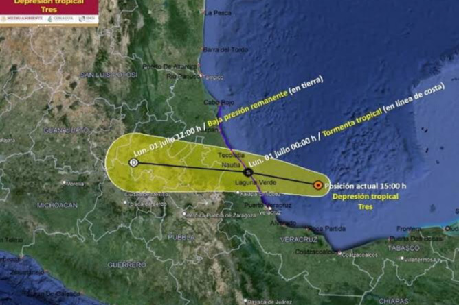 Tormenta Tropical Chris impactará en Veracruz esta madrugada