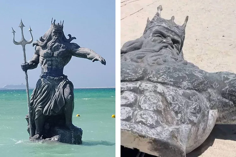 ¿Ya destruyeron la estatua de Poseidón en Yucatán? Le atribuyen desastres naturales