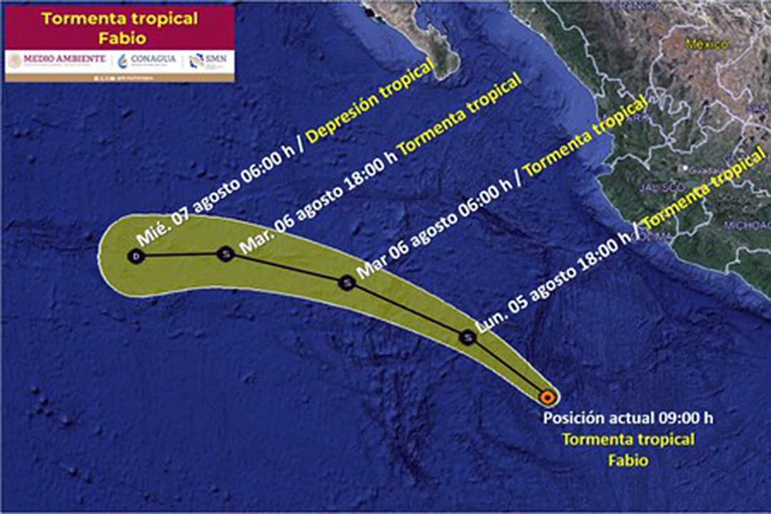 Se formó la tormenta tropical Fabio en el océano Pacífico