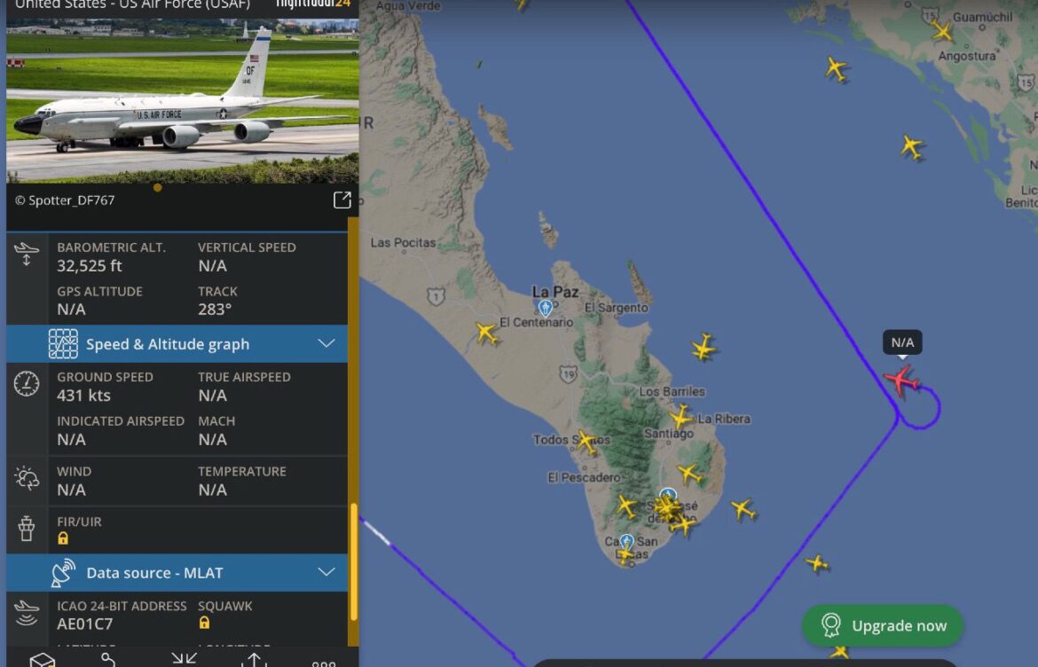 Avión de inteligencia de EU sobrevoló el golfo de California