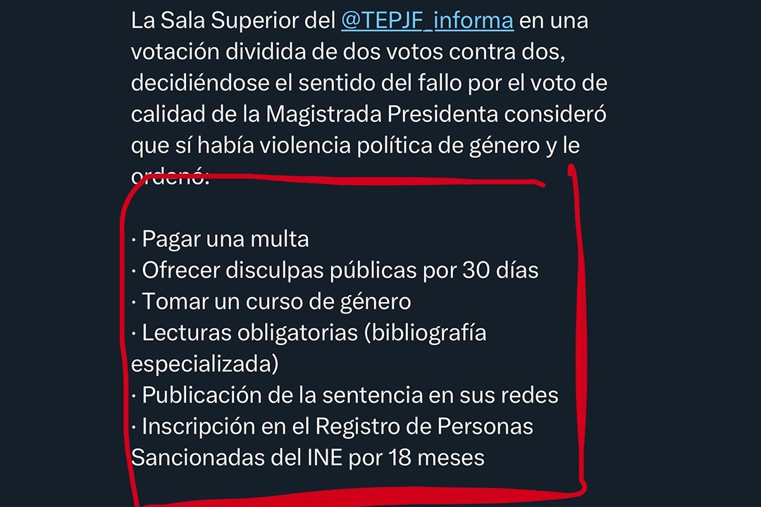 Sancionan a ciudadana por tuit contra diputada