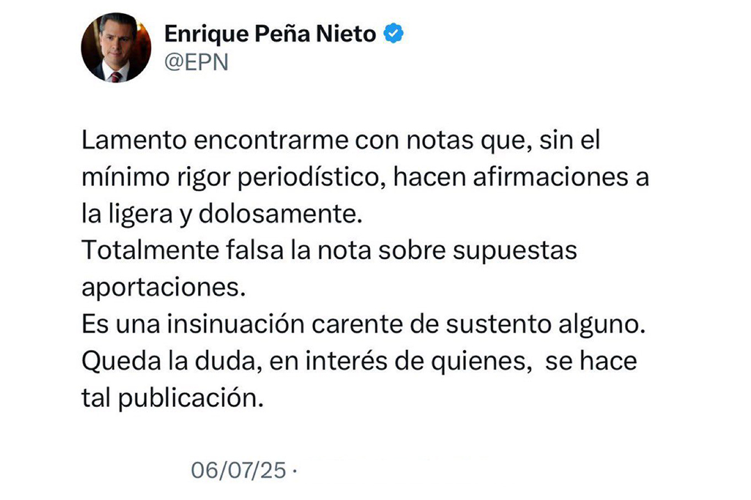 Peña niega haber recibido sobornos millonarios