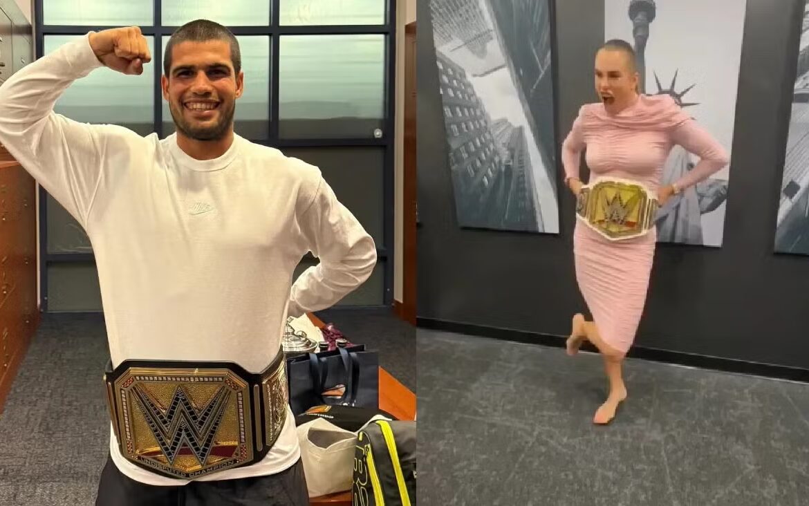 Alcaraz y Sabalenka reciben cinturones conmemorativos de WWE tras ganar el US Open