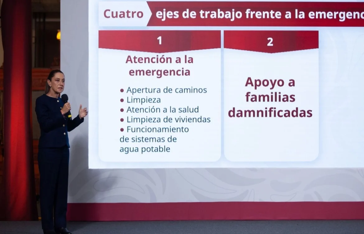 Sheinbaum anuncia apoyo inicial de 10 mil mdp para cien mil familias damnificadas por lluvias